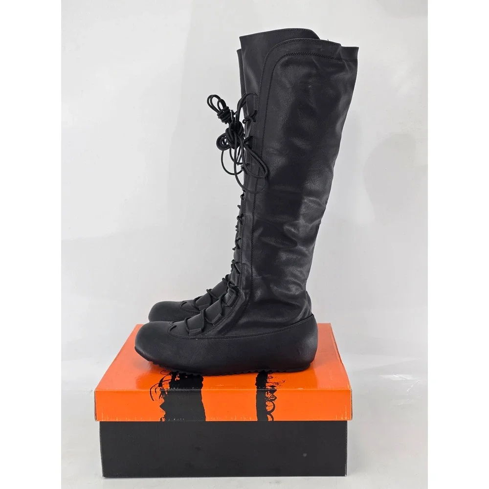 1031 by Ellie Renaissance Boot Mens S 8-9 Black Lace Up Knee High - New